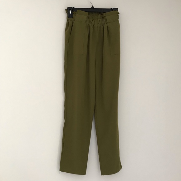 Ruffle Waist Self Belt Tailored Pants - Picture 5 of 5